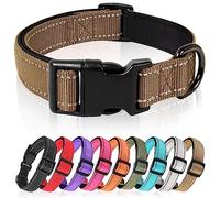 HEELE Dog Collar, Reflective Dog Collar, Soft Neoprene Padded Breathable Nylon Pet Collar Adjustable for Small Dogs Puppy, Brown, XS(20-30cm)