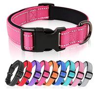 HEELE Dog Collar, Reflective Dog Collar, Soft Neoprene Padded Breathable Nylon Pet Collar Adjustable for Small Medium Large Dogs, Rose, M(34-52cm)
