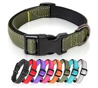 HEELE Dog Collar, Reflective Dog Collar, Soft Neoprene Padded Breathable Nylon Pet Collar Adjustable for Small Dogs, Army-Green, S(26-38cm)