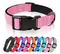 HEELE Dog Collar, Reflective Dog Collar, Soft Neoprene Padded Breathable Nylon Pet Collar Adjustable for Puppy Small Dogs, Pink, XS(20-30cm)