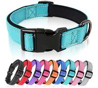 HEELE Dog Collar, Reflective Dog Collar, Soft Neoprene Padded Breathable Nylon Pet Collar Adjustable for Large Dogs, Lightweight Walking and Training Pet Collar, Sky-Blue, L(40-66cm)