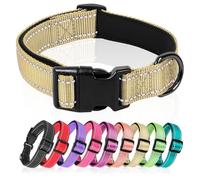 HEELE Dog Collar, Reflective Dog Collar, Soft Neoprene Padded Breathable Nylon Pet Collar Adjustable for Puppy Small Dogs, Light Khaki, XS(20-30cm)