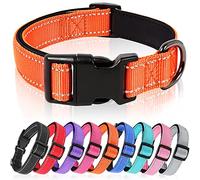 HEELE Dog Collar, Reflective Dog Collar, Soft Neoprene Padded Breathable Nylon Pet Collar Adjustable for Small Dogs, Lightweight Outdoor Training Collars, Orange, S(26-38cm)