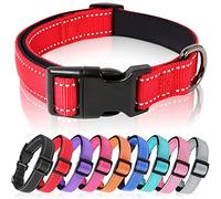 HEELE Dog Collar, Reflective Dog Collar, Soft Neoprene Padded Breathable Nylon Pet Collar Adjustable for Small Dogs, Red, S(26-38cm)