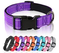HEELE Dog Collar, Reflective Dog Collar, Soft Neoprene Padded Breathable Nylon Pet Collar Adjustable for Small Medium Large Dogs, Purple, M(34-52cm)