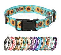 HEELE Dog Collar Small Dog Collar Multi-Colour Patterned Soft Comfy Dog Pet Collars Easy Adjustable Collar for Small Dogs Indoor Outdoor Activities, Sunflower Green, S