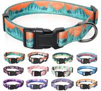 HEELE Dog Collar Small Multi-Colour Patterned Soft Comfy Dog Pet Collars Easy Adjustable Collar for Puppy Small Dogs Indoor Outdoor Activities, Wilderness, XS