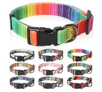 HEELE Dog Collar Small Multi-Colour Patterned Soft Comfy Dog Pet Collars Easy Adjustable Collar for Puppy Small Dogs Indoor Outdoor Activities, Rainbow, XS