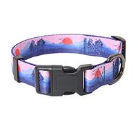 HEELE Dog Collar Small Multi-Colour Patterned Soft Comfy Dog Pet Collars Easy Adjustable Collar for Puppy Small Dogs Indoor Outdoor Activities, Purple Sunset, XS