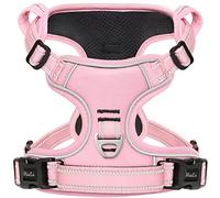 HEELE Dog Harness Anti-Pull Reflective with Padded Handle Control 2 Metal Rings for Small Medium and Large Dogs, Pink, L