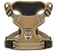 HEELE Dog Harness, Dog Harness for Small Medium Large Dogs No Pull Adjustable Padded Reflective Harness with Handle for Walking Training, Brown, XL