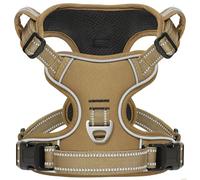 HEELE Dog Harness, Dog Harness for Small Medium Large Dogs No Pull Adjustable Padded Reflective Harness with Handle for Walking Training, Brown, L