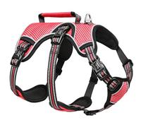 HEELE Dog Harness Escape Proof, Release on Neck, No Pull Reflective Adjustable Vest with Durable Handle, Dog Harness for Outdoor Training Walking, Harness for Medium/Active Dogs, Red, M