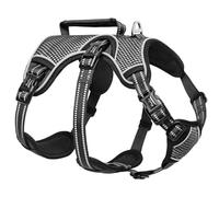 HEELE Dog Harness Escape Proof, Release on Neck, No Pull Reflective Adjustable Vest with Durable Handle, Dog Harness for Outdoor Training Walking, Harness for Medium/Active Dogs, Black, M