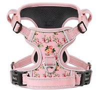 HEELE Dog Harness for Small Dogs No Pull for Small Dog with Soft Padded Handle Reflective for Outdoor Training, Flower-Pink, S