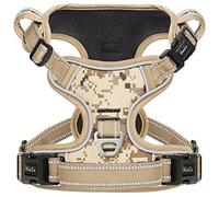 HEELE Dog Harness No Pull Camouflage Medium Release on Neck, Front Back Clips Dog Vest Harness Reflective Adjustable Padded Easy Control Handle for Walking Training, Camo Desert, M