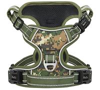 HEELE Dog Harness, No Pull Camouflage Medium, Release on Neck, Front Back Clips Dog Vest Harness Reflective Adjustable Padded, Easy Control Handle for Walking Training, Camo Forest, M