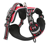 HEELE Dog Harness, No Pull Dog Harness Large, Release on Neck, Front Back Clips Dog Vest Harness Reflective Adjustable Padded, Easy Control Handle for Outdoor Walking Training, Red, L