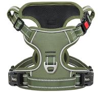 HEELE Dog Harness, No Pull Medium, Release on Neck with Lockable Buckle, Front Back Clips Dog Vest Harness Reflective Adjustable Padded, Easy Control Handle for Outdoor Walking Training, Green, L