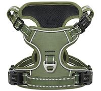 HEELE Dog Harness No Pull Release on Neck Front Back Clips Dog Vest Harness Reflective Adjustable Padded Easy Control Handle for Outdoor Walking Training, Green, XL