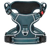 HEELE Dog Harness No Pull Release on Neck with Lockable Buckle Front Back Clips Vest Harness Reflective Adjustable Padded, Easy Control Handle for Outdoor Walking Training, Dark Green, S