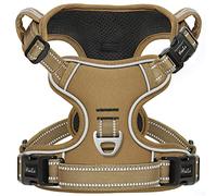 HEELE Dog Harness No Pull Small Release on Neck Front Back Clips Dog Vest Harness Reflective Adjustable Padded Easy Control Handle for Outdoor Walking Training, Bronze, S
