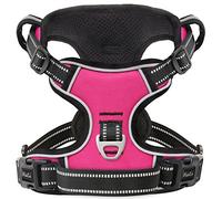 HEELE Dog Harness, Reflective Dog Harness with Padded Handle Control, 2 Metal Rings, Harness for Small Medium and Large Dogs, Rose, M