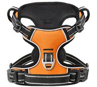 HEELE Dog Harness, Reflective Dog Harness, with Padded Handle Control, 2 Metal Rings, Harness for Small Medium and Large Dogs, Orange, XL