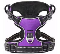 HEELE Dog Harness, Reflective Dog Harness, with Padded Handle Control, 2 Metal Rings, Harness for Small Medium and Large Dogs, Purple, XL