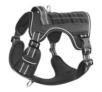 HEELE Dog Harness, Tactical Dog Harness with Molle Panel, Harness for Small Medium Large Dogs No Pull Adjustable Padded Reflective Harness with Handle for Walking Training, Black, S