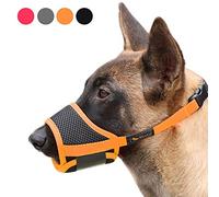HEELE Dog Muzzle Nylon Mesh Breathable Dog Muzzle with Adjustable Straps to Prevent Biting (Black-Orange, M)