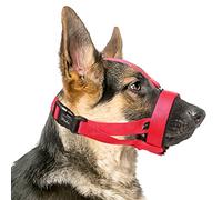 HEELE Dog Muzzle with Head Strap, Adjustable Loop and Soft Neoprene Padding, No More Chafing, Muzzle for Small Dogs Prevent Barking Biting and Chewing, Red, S