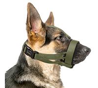 HEELE Dog Muzzle with Head Strap and Adjustable Loop and Soft Neoprene Padding, No More Chafing, Dog Muzzle for Small Dogs to Prevent Barking Biting and Chewing, Gentle Dog Muzzles, Army Green, S