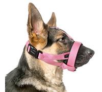 HEELE Dog Muzzle with Head Strap and Adjustable Loop and Soft Neoprene Padding, No More Chafing, Muzzle for Large Dogs Prevent Barking Biting and Chewing, Pink, L