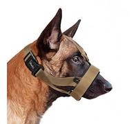 HEELE Dog Muzzle with Head Strap and Adjustable Loop and Soft Neoprene Padding, No More Chafing, Muzzle for Medium Dogs to Prevent Barking Biting and Chewing, Gentle Dog Muzzles, Brown, M