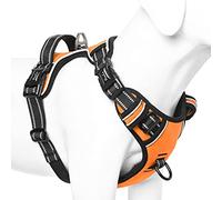 HEELE No Pull Dog Harness - Ex-Large, Release on Neck, Reflective, Adjustable with Front & Back Leash Attachments & Soft Padded Control Handle - Orange, XL