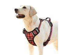 HEELE Reflective Dog Harness with Control Handle, 2 Metal Rings for Small, Medium and Large Dogs, Checkered-Red, L