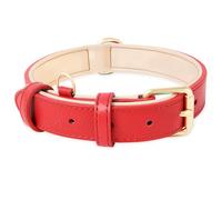 HEELE Soft Leather Dog Collar Breathable Padded with D Ring, New Pad Colour, Adjustable Classic Dog Pet Collar for Small Medium Large Dogs, New Red, XS
