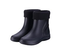 Heeled Round Boots Rain Women Buckle Shoe Toe Middle Women's Boots Rain Boot Shoe Cover Women (BK2, 6)