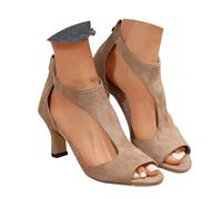 Heeled Sandals Women's Block Heels Open Toe Chunky Ankle Strap High Heel Dress Wedding Peep Toe Shoes For Ladies Black