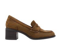 Heeled Suede Loafers Cognac
