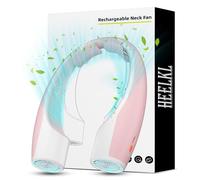 Heelkl AI Neck Fan, 4 Speeds Adjustable Portable Personal Fan Rechargeable, 4000 mAh Battery Faster Cooling Wearable Fan, Ultra Quiet for Home, Office, Travel, Outdoor - PInk