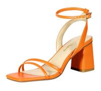 Heels Charm Women's Chunky Block Heeled Sandals 2.95 Inches Open Toe Ankle Strap Block High Heel Sandal Dress Dancing Chunky Sandals Daily Work Party Wedding Shoes, Orange, 4 UK