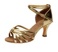 Heels for Women Gold Sandals Modern Dance Shoes Women's Glitter Latin Ballroom Closed Toe Tango Salsa Samba Waltz Social Dancing Black Platform White Sexy Heeled Heel Height Gold-a Size 3