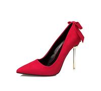 Heels for Women Heel Sweet Women Shoes Autumn Shallow Concise Flock High Heels Ladies Office Shoes Pointed Toe Wedding Pumps Woman Red