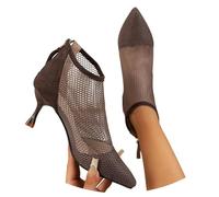 Heels for Women Orthopedic Sandals Kitten Heel Shoes Womens Sequined Leather Pointed Toe Latin Ballroom Dance Women's Dancing White Black Jazz Cross Strap Split Sole Pu Coffee-e Size 4