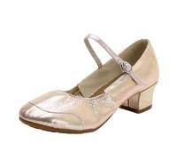 Heels for Women Sandals Gold Women's Latin Dance Shoes Satin Open Toe Ballroom Salsa Bachata Tango Practice Party Performance Dancing White Ladies Low Heel UK Wedge Irish Heeled Height B-Rose Gold Siz