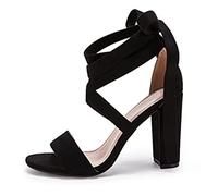 Heels For Women Strap Lace Up Square Peep Toe Sandals Women Block High Heel Cross-Tied Pumps Summer Gladiator Shoes