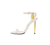 Heels Gold padlock high heel single word buckle open toe thin heel leather shoes ankle strap sandals