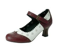 Heels Oktoberfest Women's Block Heel with Strap Buckle Ruffle Edge Heels High Heels Women's Chic and Elegant Beer Party for Wedding Evening Party Comfortable Non-Slip, The Wine, 6 UK